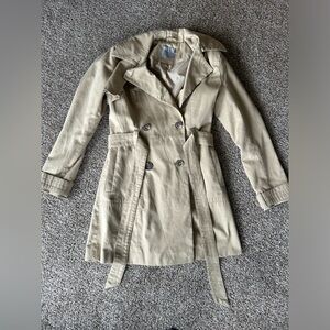 ASOS Khaki Double-Breasted Trench Coat Belted Size 2